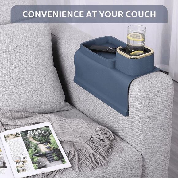 Couch Cup Holder - Silicone Sofa Armrest Tray with Cup Holder Anti-Slip Arm Tray - Picture 2 of 7